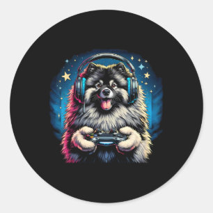 Videospel Keeshond Dog Gaming Ronde Sticker
