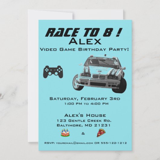 Videospel Kinderen Verjaardag Party Uitnodiging (Voorkant)