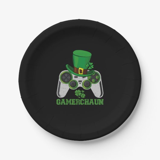 Videospel Leprechaun Boys St Patricks Day Gamer Papieren Bordje (Voorkant)