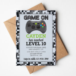 Videospel Level omhoog Gamer Verjaardagsuitnodigin Kaart