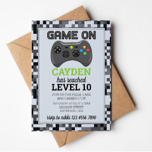 Videospel Level omhoog Gamer Verjaardagsuitnodigin Kaart