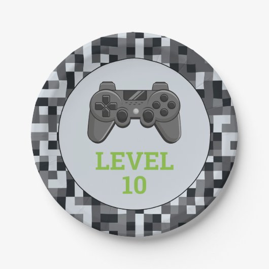 Videospel Level Up Controller Verjaardagsfeestje Papieren Bordje (Voorkant)