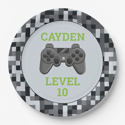 Videospel Level Up Controller Verjaardagsfeestje   Papieren Bordje (Voorkant)