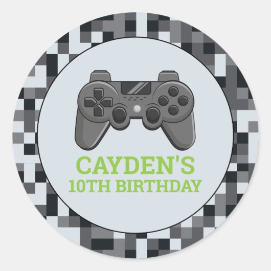Videospel Level Up Controller Verjaardagsfeestje Ronde Sticker (Voorkant)