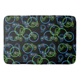 Videospel Neon Blauw & Groen Patroon Badmat
