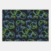 Videospel Neon Blauw & Groen Patroon Inpakpapier Vel (Voorkant 2)