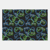 Videospel Neon Blauw & Groen Patroon Inpakpapier Vel (Voorkant)