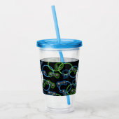 Videospel Neon Blauw & Groen Patroon Monogram Acryl Drinkbeker (Links)