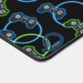 Videospel Neon Blauw & Groen Patroon Monogram Bureaumat (Hoek)