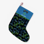 Videospel Neon Blauw & Groen Patroon Monogram Kleine Kerstsok (Voorkant (Hangend))
