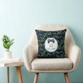Videospel Neon Blauw & Groen Patroon Monogram Kussen (Stoel)