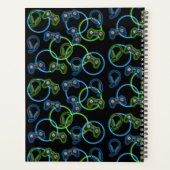 Videospel Neon Blauw & Groen Patroon Monogram Planner (Achterkant)