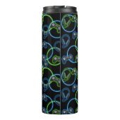 Videospel Neon Blauw & Groen Patroon Monogram Thermosbeker (Achterkant)