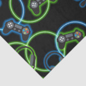 Videospel Neon Blauw & Groen Patroon Tissuepapier (Detail)