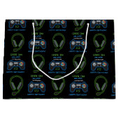 Videospel Neon Blauw & Groen Verjaardag Leeftijd N Groot Cadeauzakje (Voorkant)