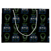 Videospel Neon Blauw & Groen Verjaardag Leeftijd N Groot Cadeauzakje (Achterkant)