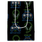 Videospel Neon Blauw & Groen Verjaardag Leeftijd N Medium Cadeauzakje (Achterkant)