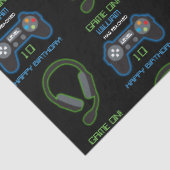 Videospel Neon Blauw & Groen Verjaardag Leeftijd N Tissuepapier (Detail)