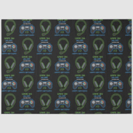 Videospel Neon Blauw & Groen Verjaardag Leeftijd N Tissuepapier