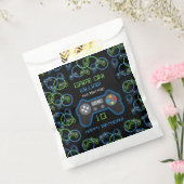 Videospel Neon Blauw & Groen Verjaardagsfeest Bedankzakje (Gezegeld)