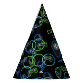 Videospel Neon Blauw & Groen Verjaardagsfeest Feesthoedjes (Links)