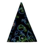 Videospel Neon Blauw & Groen Verjaardagsfeest Feesthoedjes (Rechts)