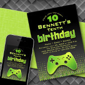 Videospel Neon Groene Verjaardag Kaart
