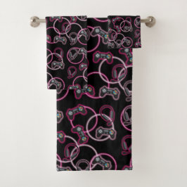 Videospel Neon Roze Meisjes Patroon Bad Handdoek