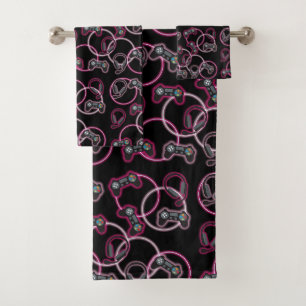 Videospel Neon Roze Meisjes Patroon Bad Handdoek