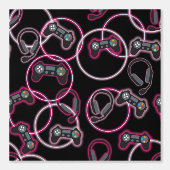 Videospel Neon Roze Meisjes Patroon Behang (Voorkant)