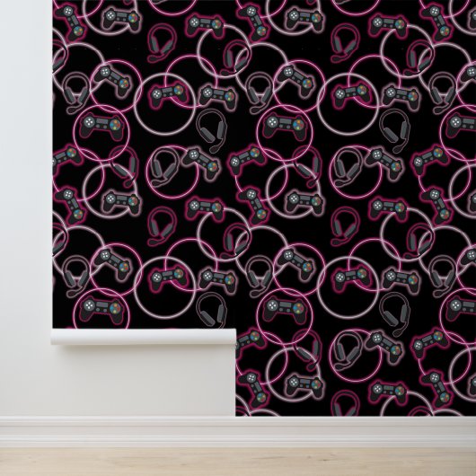 Videospel Neon Roze Meisjes Patroon Behang (Applicatie)