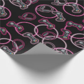 Videospel Neon Roze Meisjes Patroon Cadeaupapier (Hoek)