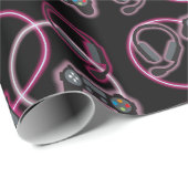 Videospel Neon Roze Meisjes Patroon Cadeaupapier (Rol Hoek)