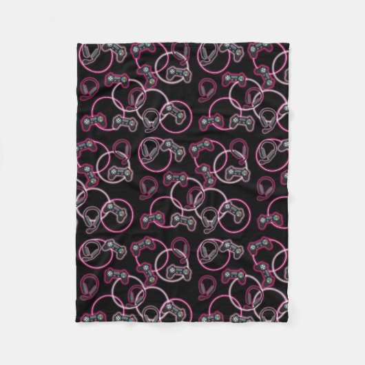 Videospel Neon Roze Meisjes Patroon Fleece Deken (Voorkant)