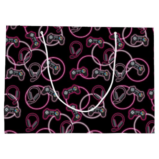 Videospel Neon Roze Meisjes Patroon Groot Cadeauzakje (Achterkant)