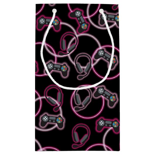 Videospel Neon Roze Meisjes Patroon Klein Cadeauzakje (Achterkant)