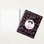 Videospel Neon Roze Meisjes Patroon Monogram Planner (Display)