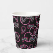 Videospel Neon Roze Meisjes Patroon Papieren Bekers (Links)
