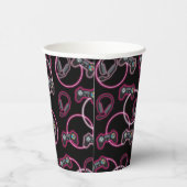 Videospel Neon Roze Meisjes Patroon Papieren Bekers (Rechts)