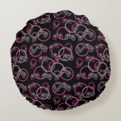 Videospel Neon Roze Meisjes Patroon Rond Kussen (Achterkant)