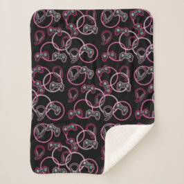Videospel Neon Roze Meisjes Patroon Sherpa Deken