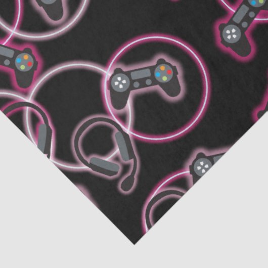 Videospel Neon Roze Meisjes Patroon Tissuepapier (Detail)