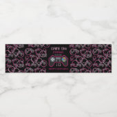 Videospel Neon Roze Meisjes Verjaardagsfeestje Waterfles Etiket (Enkel label)