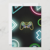 Videospel op Gamer Kinder Boy Neon Verjaardagsfees Kaart (Achterkant)