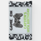 Videospel op verjaardagsfeestbanner spandoek (Verticaal)