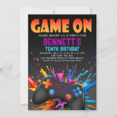 Videospel op verjaardagsuitnodiging kaart (Voorkant)