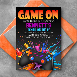 Videospel op verjaardagsuitnodiging kaart