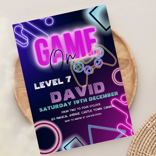 Videospel op verjaardagsuitnodiging | Niveau 7 Kaart