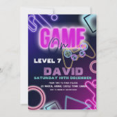 Videospel op verjaardagsuitnodiging | Niveau 7 Kaart (Voorkant)