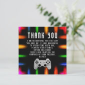 Videospel Partij Controller Neon Gaming Verjaardag Bedankkaart (Staand voorkant)
